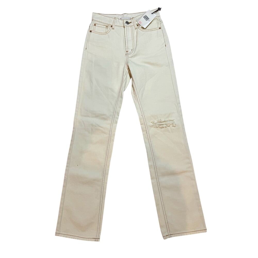 BDG Urban Outfitters Loose Straight Jeans NWT Size 24 Destroyed Ivory High Rise - Picture 3 of 16